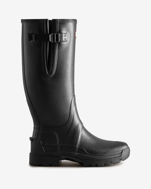 Hunter Balmoral Adjustable 3mm Neoprene Wellington Férfi Hosszúszárú Csizma Fekete | TUH-956012