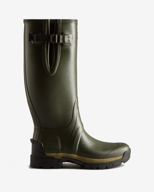 Hunter Balmoral Adjustable 3mm Neoprene Wellington Férfi Hosszúszárú Csizma Sötétolivazöld | YAG-145780