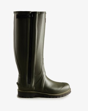 Hunter Balmoral Full Zip Commando Tall Wellington Férfi Hosszúszárú Csizma Zöld | XTO-516274