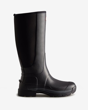Hunter Balmoral Tall Neoprene Hybrid Férfi Hosszúszárú Csizma Fekete | CBQ-718940