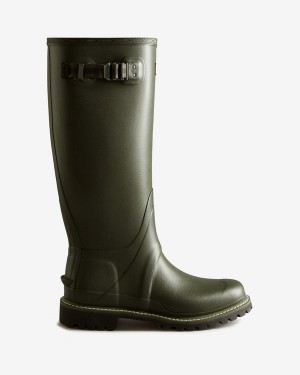 Hunter Balmoral Tall Wide Commando Sole Férfi Hosszúszárú Csizma Zöld | BYT-590214