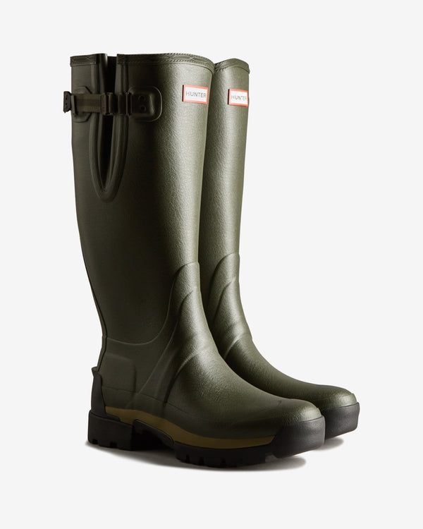 Hunter Balmoral Adjustable 3mm Neoprene Wellington Férfi Hosszúszárú Csizma Sötétolivazöld | YAG-145780