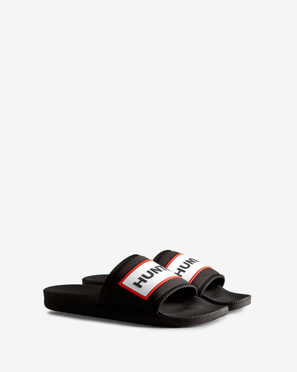 Hunter Neoprene Logo Férfi Papucs Fekete | WIH-392758