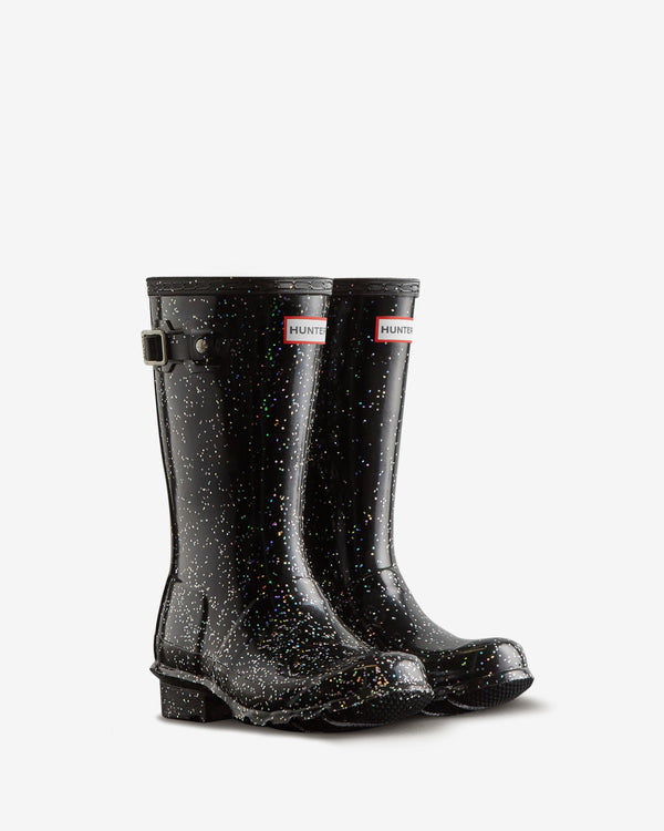 Hunter Original Glitter Wellington Gyerek Csizma Fekete | EPD-471892