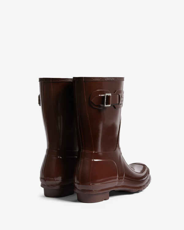 Hunter Original Short Gloss Wellington Női Rövid Szárú Csizma Barna | WDE-460153