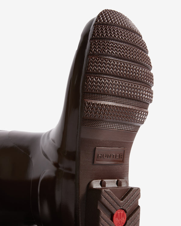 Hunter Original Short Gloss Wellington Női Rövid Szárú Csizma Barna | WDE-460153