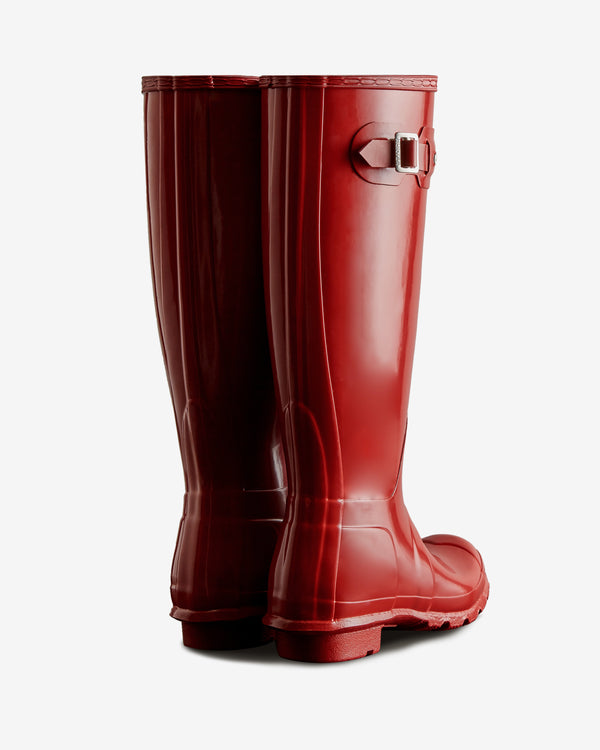 Hunter Original Tall Gloss Wellington Női Hosszúszárú Csizma Piros | BFU-368412
