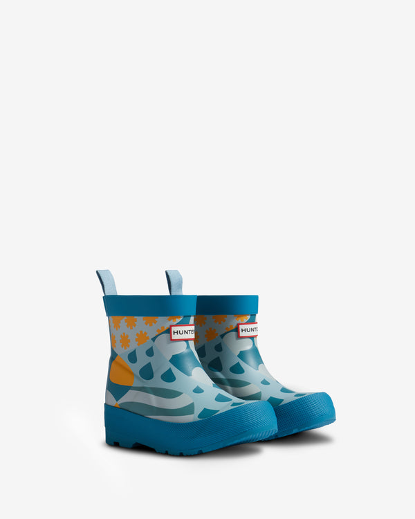 Hunter Patchwork Weather Print Play Wellington Gyerek Csizma Türkiz | YZD-084321