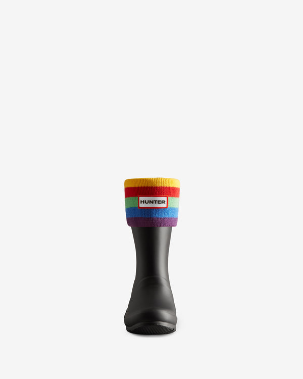 Hunter Recycled Rainbow Stripe Cuff Gyerek Zokni Fekete | ETV-172653